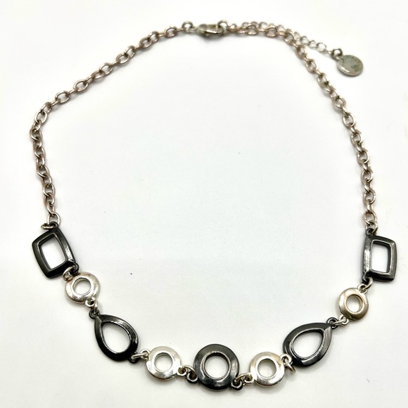 Vintage Liz Claiborne Necklace Silver Tone and Gunmetal - Picture 2 of 3